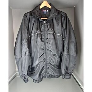 Y2K Verona High Collection Mens L Black Gray Nylon Windbreaker Jacket Reflective